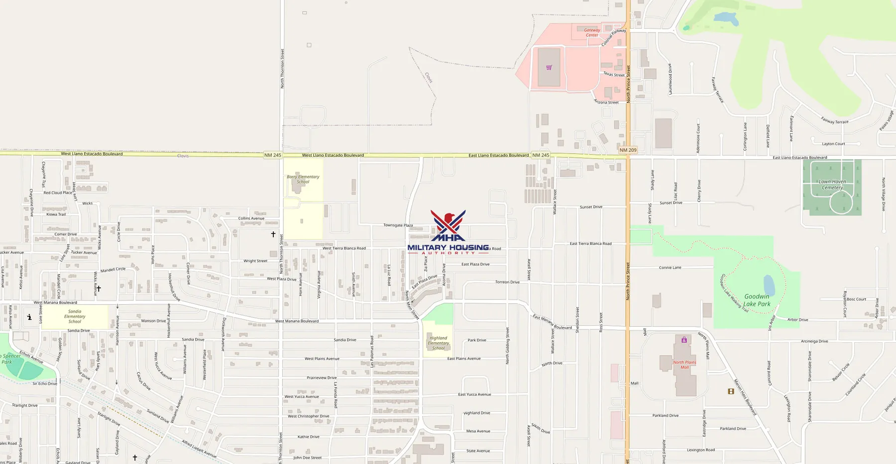 Screenshot of map of MHA location